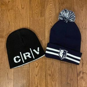 2 winter hats. One from Bob Atkins hockey club